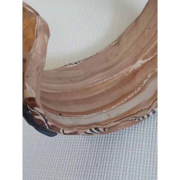 Handmade Shades of Brown and Black Multi Print Polymer Clay Cuff Style Bracelet - Picture 8 of 8